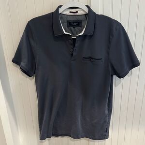 Ted Baker Men's Dark Gray Charcoal Polo Shirt - Medium Size 4